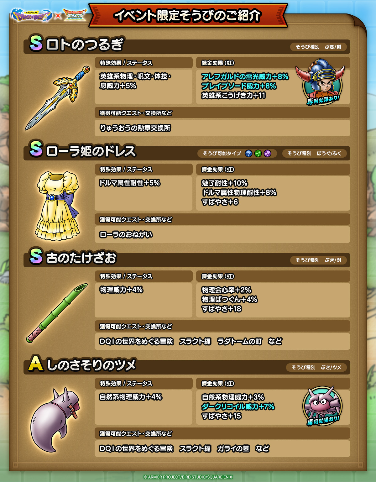 ドラクエタクトのイベント「真・ドラゴンクエストIイベント - 第1弾」のそうび紹介